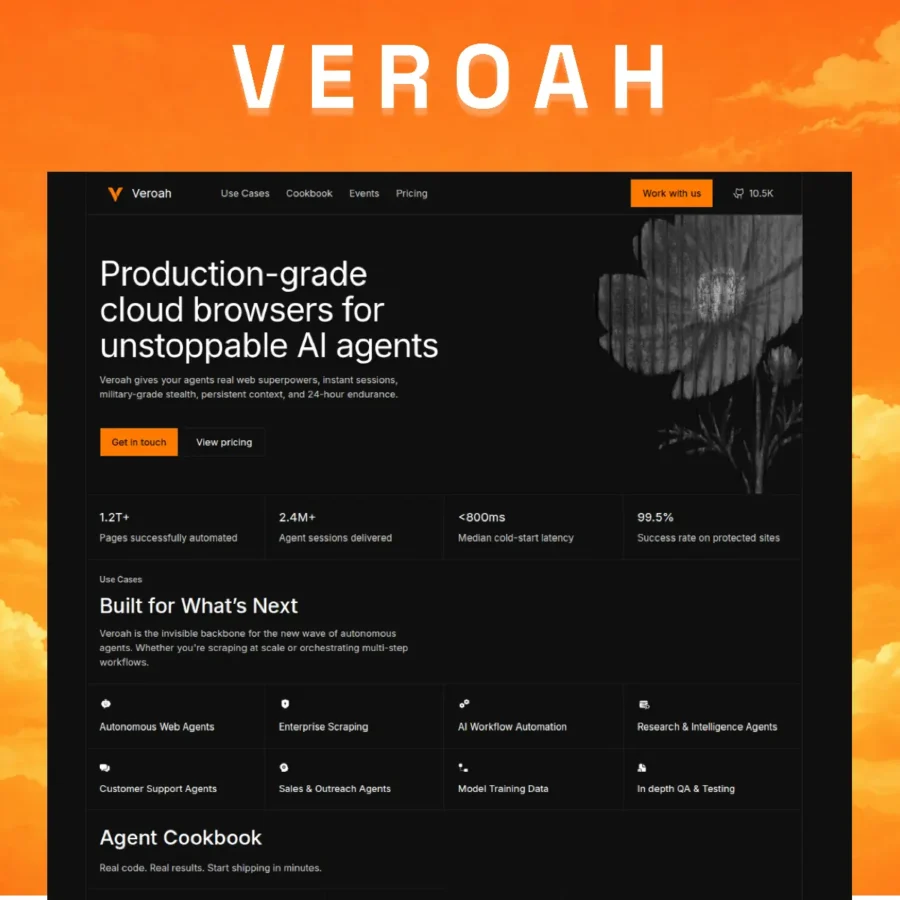 Veroah — AI Agent Cloud Browser — Snoweirdo Framer Template