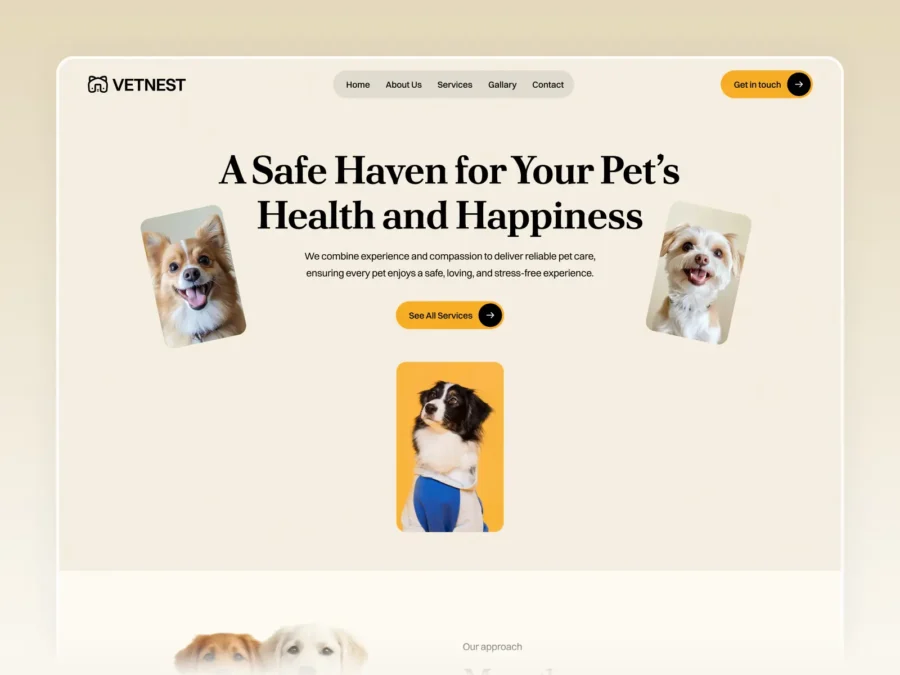Vetnest — Pet Care Landing Page — Pixcut Studio LLC Framer Template