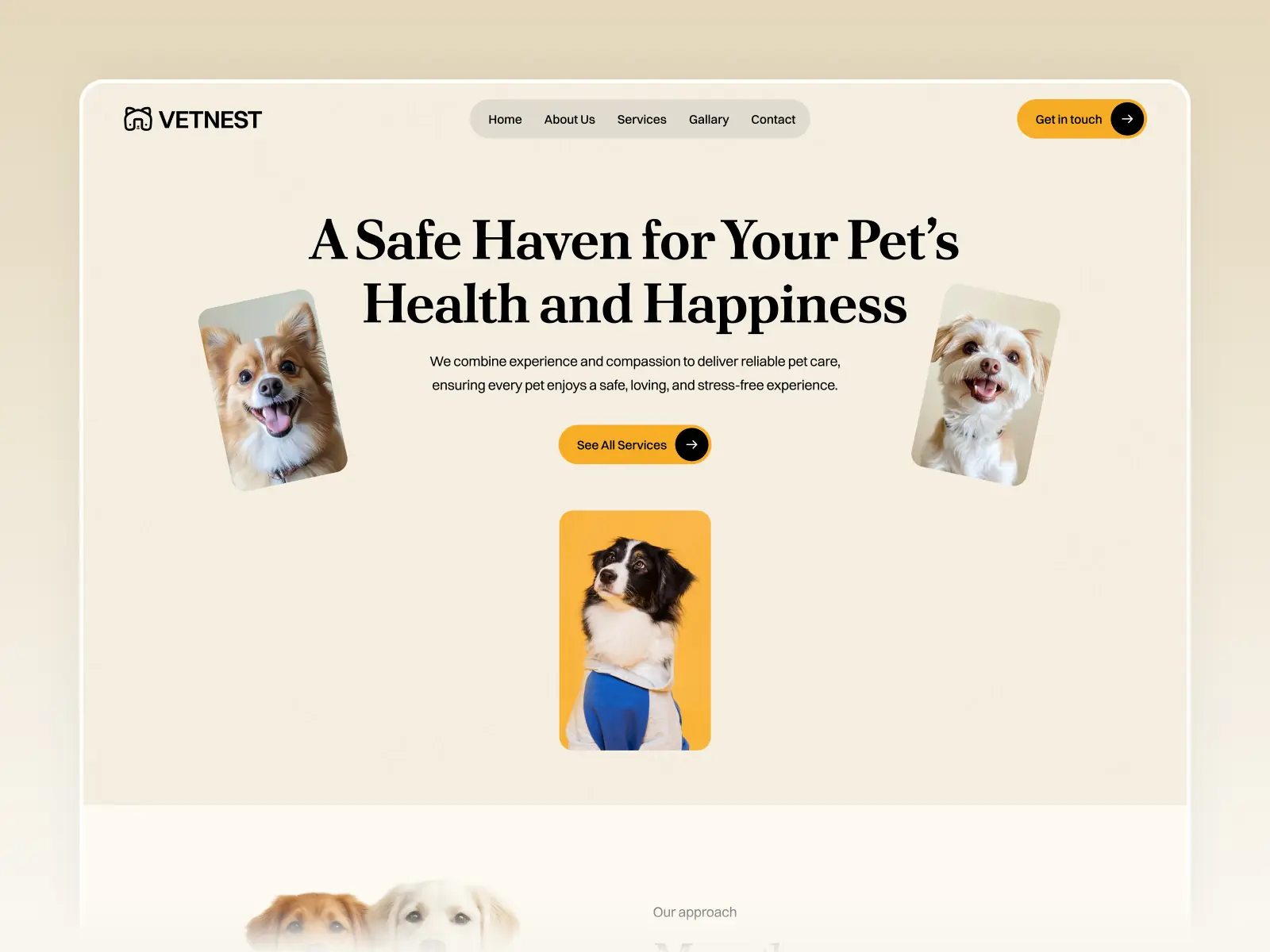 Vetnest — Pet Care Landing Page — Pixcut Studio LLC Framer Template