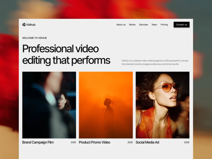 Vidhub — Video Editing Agency — Pixcut Studio LLC Framer Template