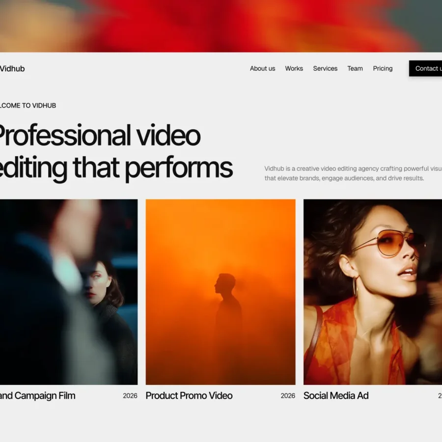 Vidhub — Video Editing Agency — Pixcut Studio LLC Framer Template