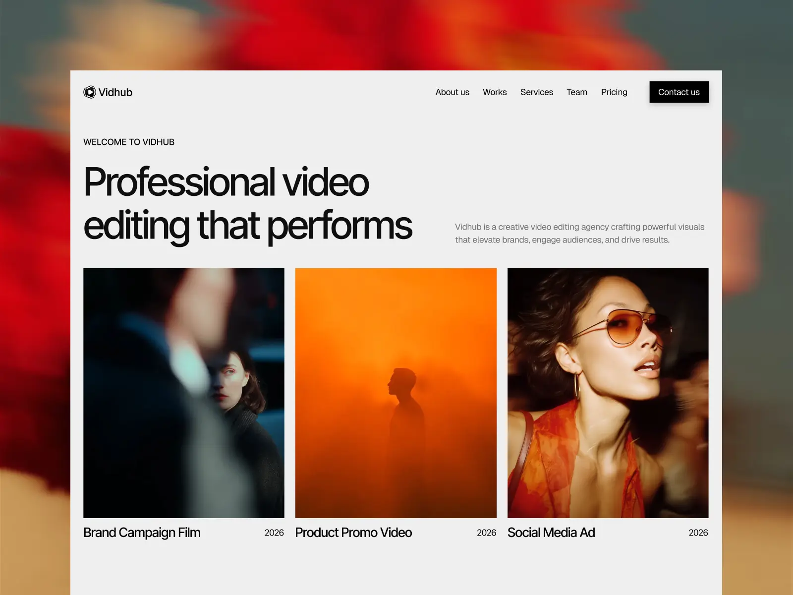 Vidhub — Video Editing Agency — Pixcut Studio LLC Framer Template