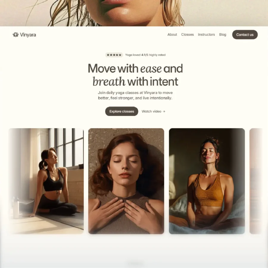 Vinyara — Yoga & Wellness Studio Template — M Hussain Framer Template