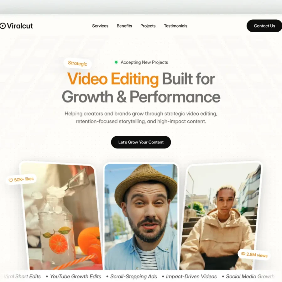 ViralCut — Video Editor & Editing Agency — Khurram Arain Framer Template