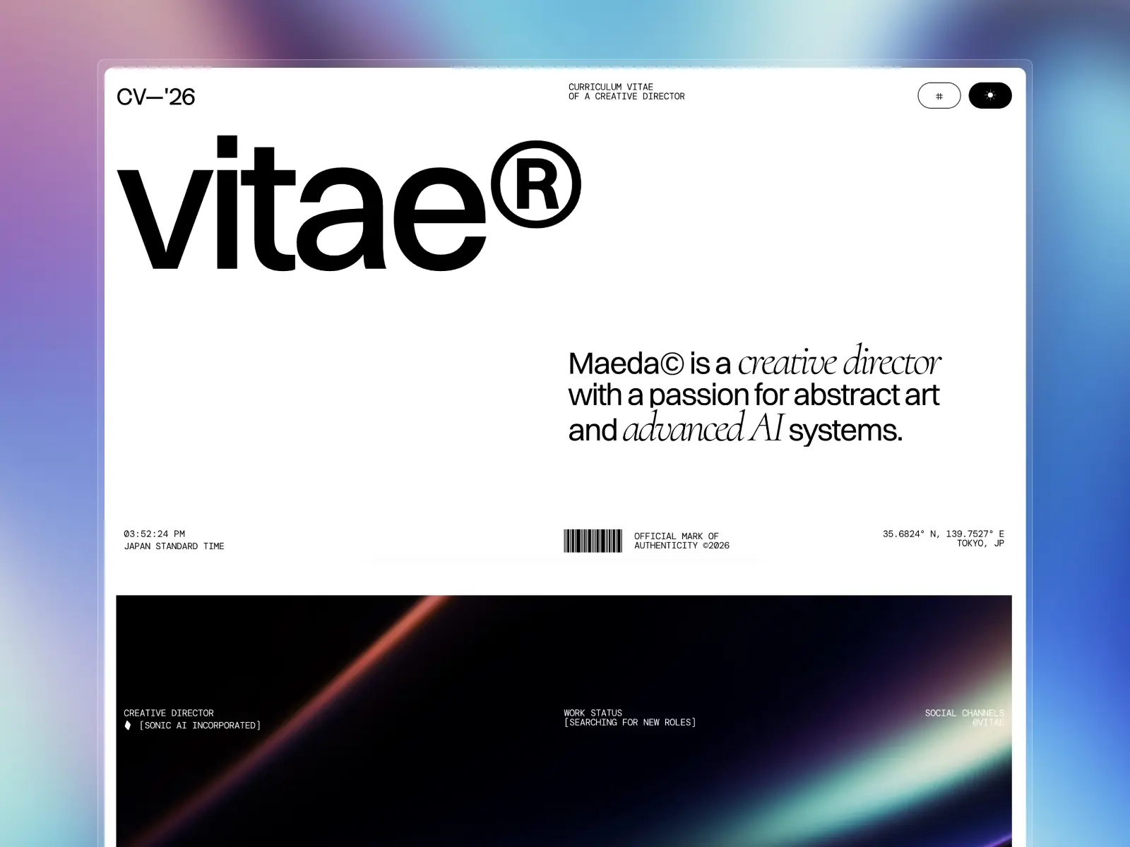 Vitae CV — Minimal Resume — Crafted Framer Template