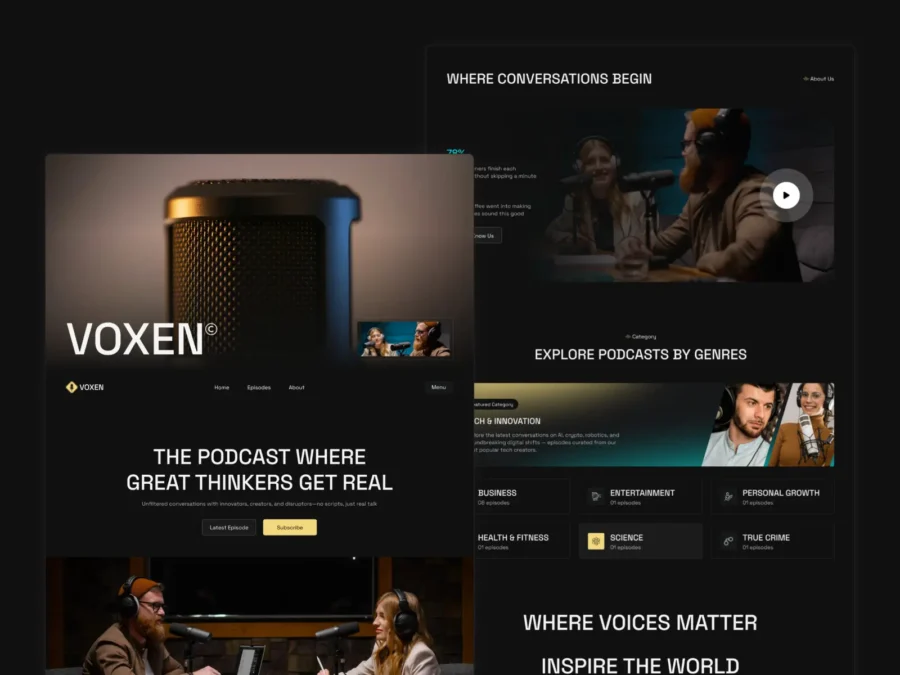 VOXEN — Podcast Website Framer Template — FramerDevs Framer Template