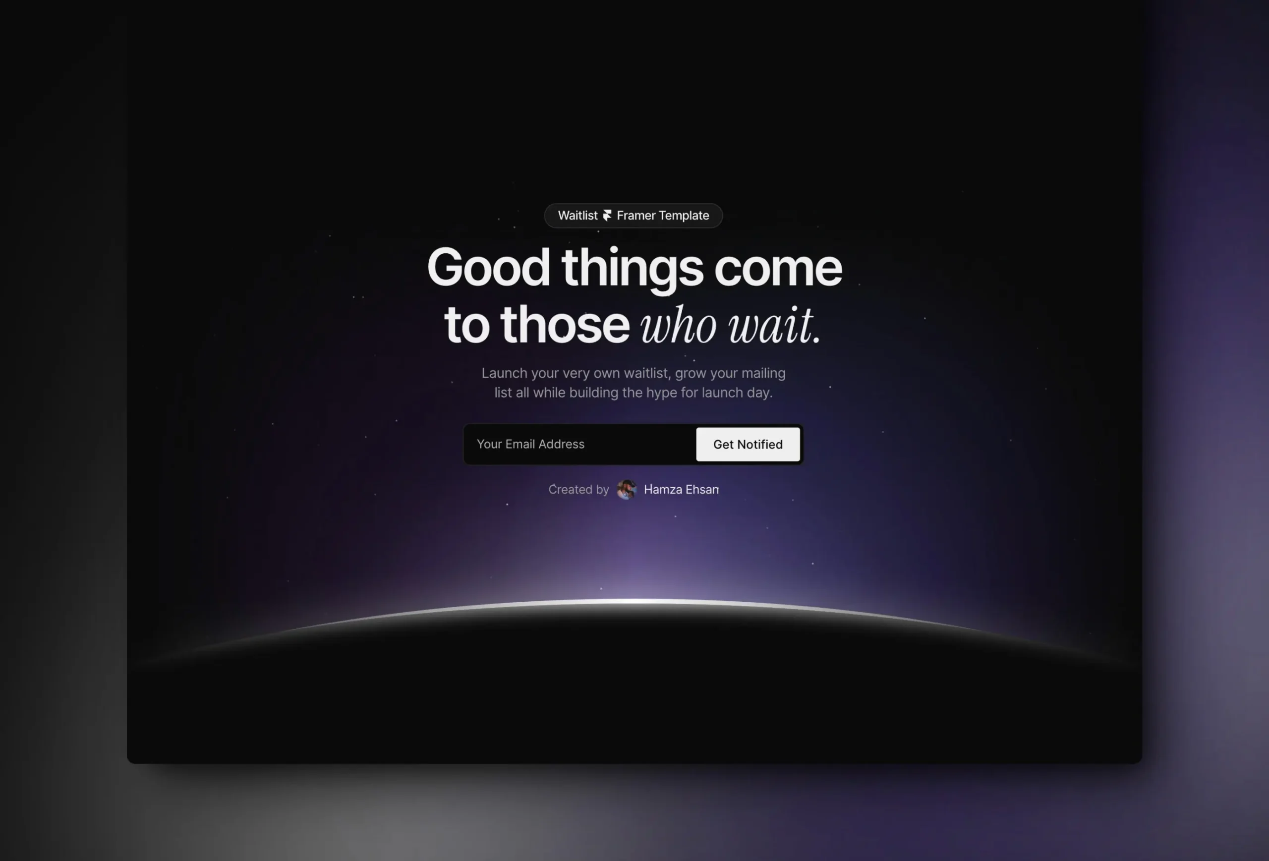 Waitlister — Waitlist Template — Hamza Ehsan Framer Template