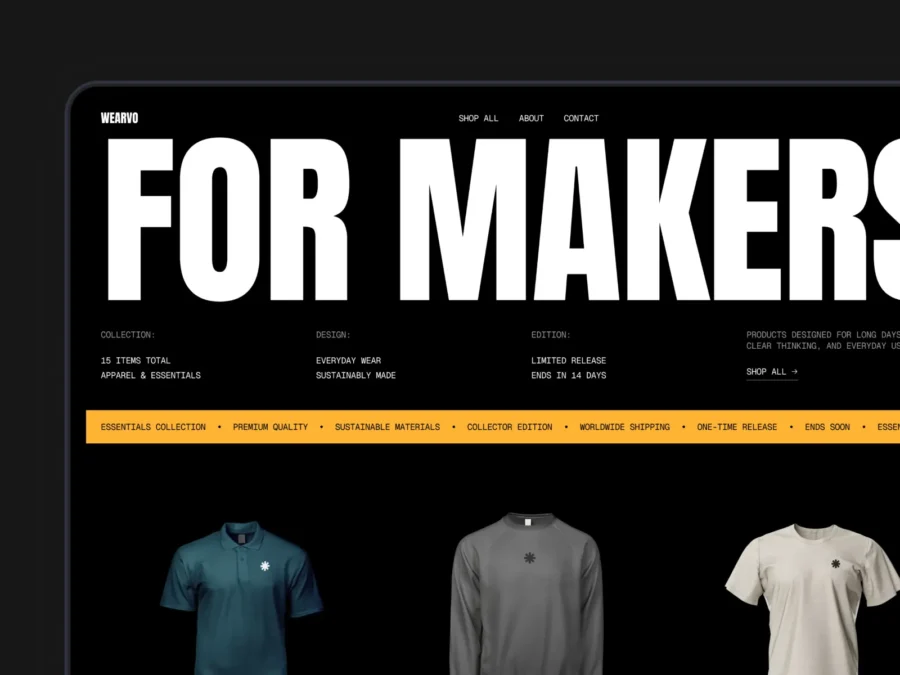 Wearvo — Merch Store — NutsDev Framer Template