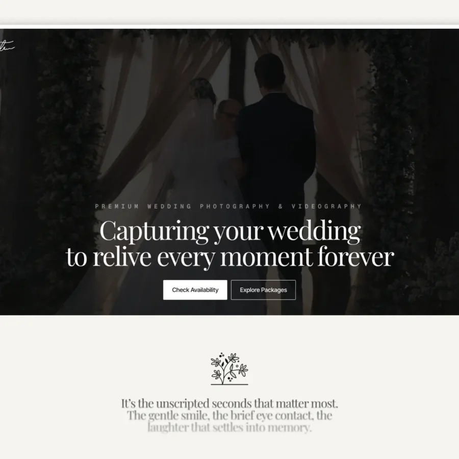 Wedona — Wedding Photographer Template — Gergő Cserba Framer Template