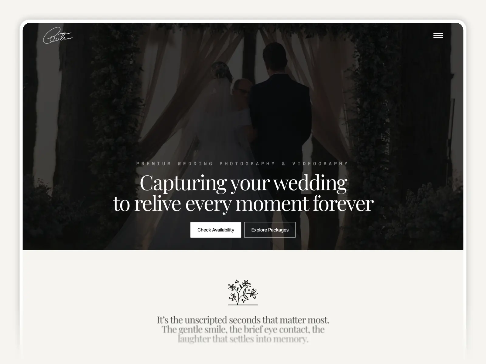 Wedona — Wedding Photographer Template — Gergő Cserba Framer Template