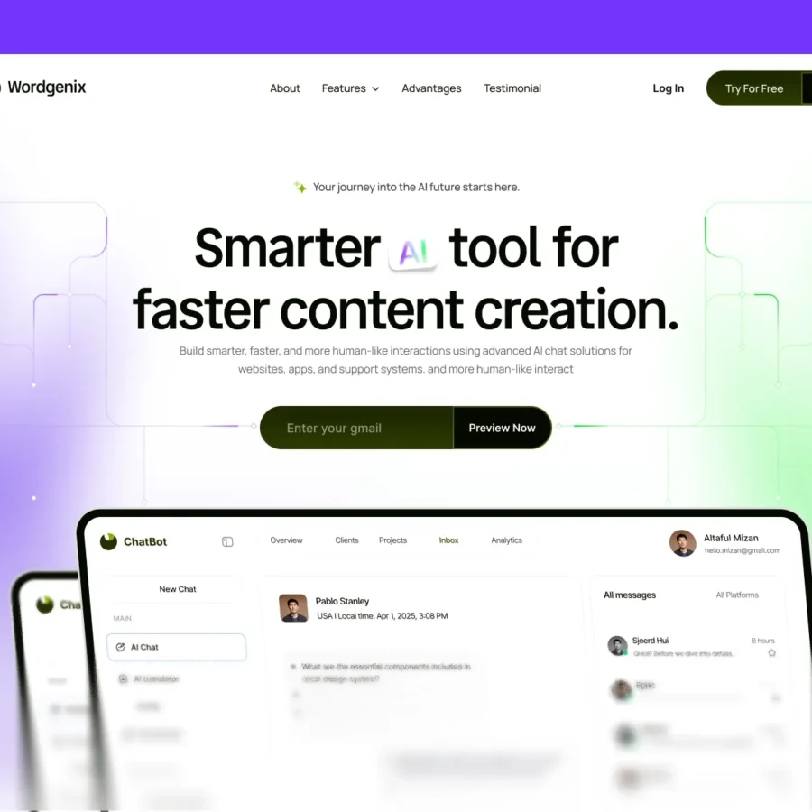 Wordgenix — Saas website template — Arini Studio Framer Template