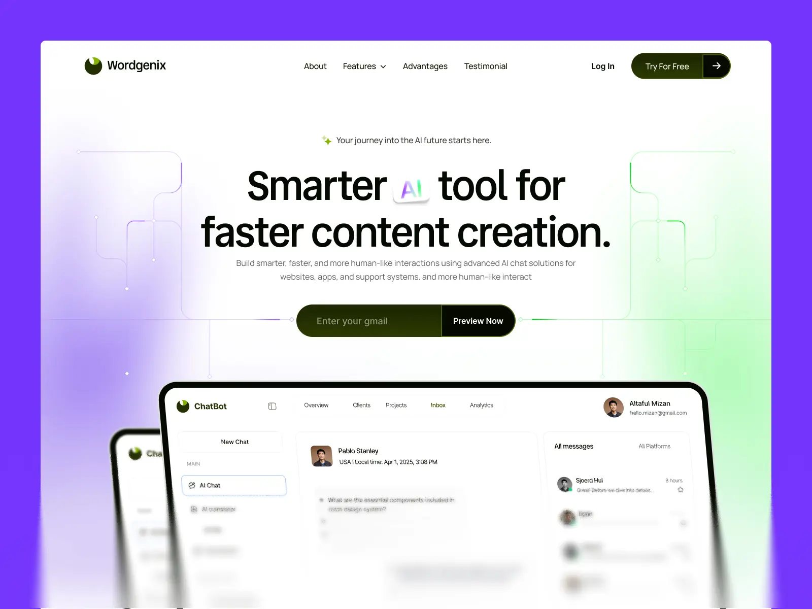 Wordgenix — Saas website template — Arini Studio Framer Template
