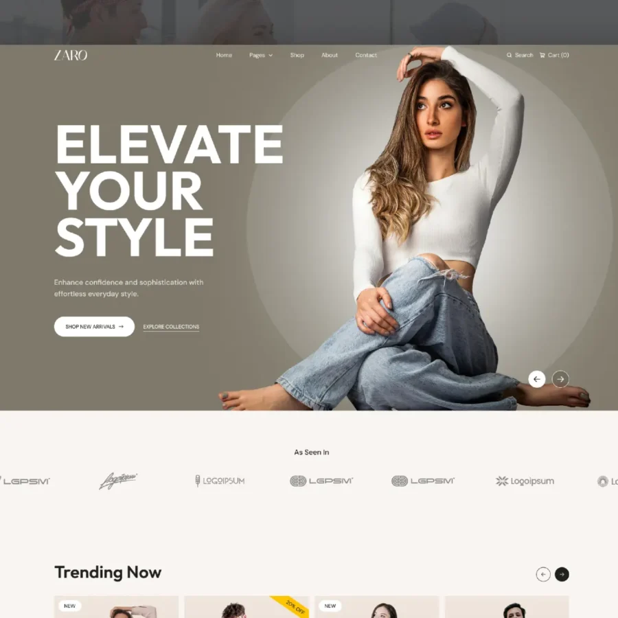 Zaro — Fashion eCommerce Template — Bickyg Framer Template