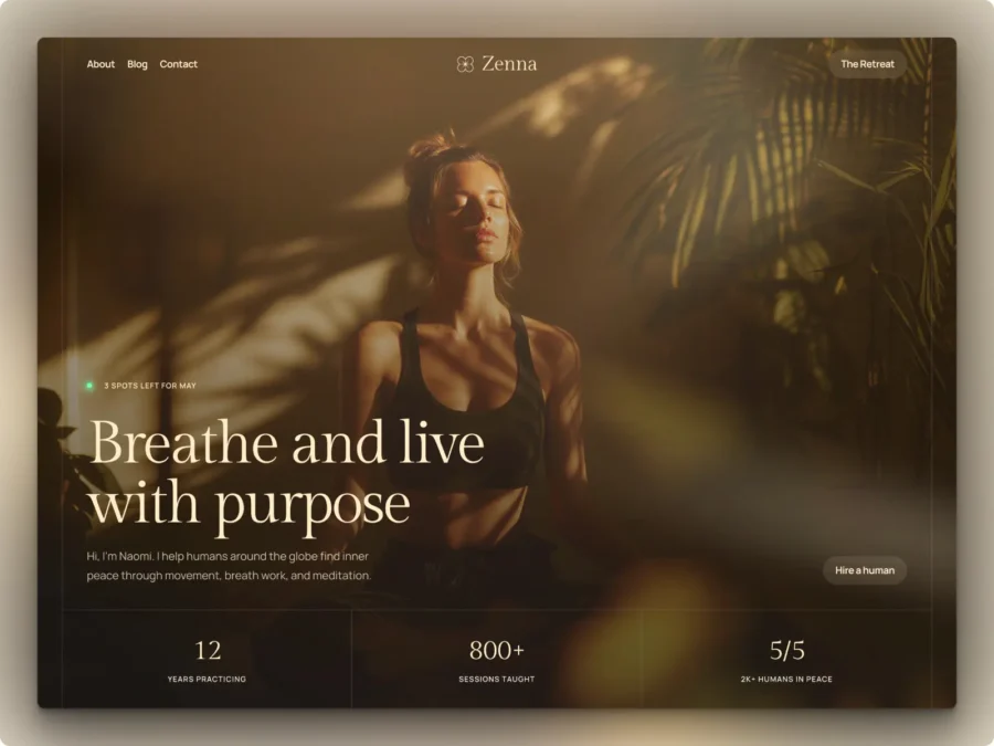 Zenna — Yoga Instructor & Studio — Ramish Aziz Framer Template