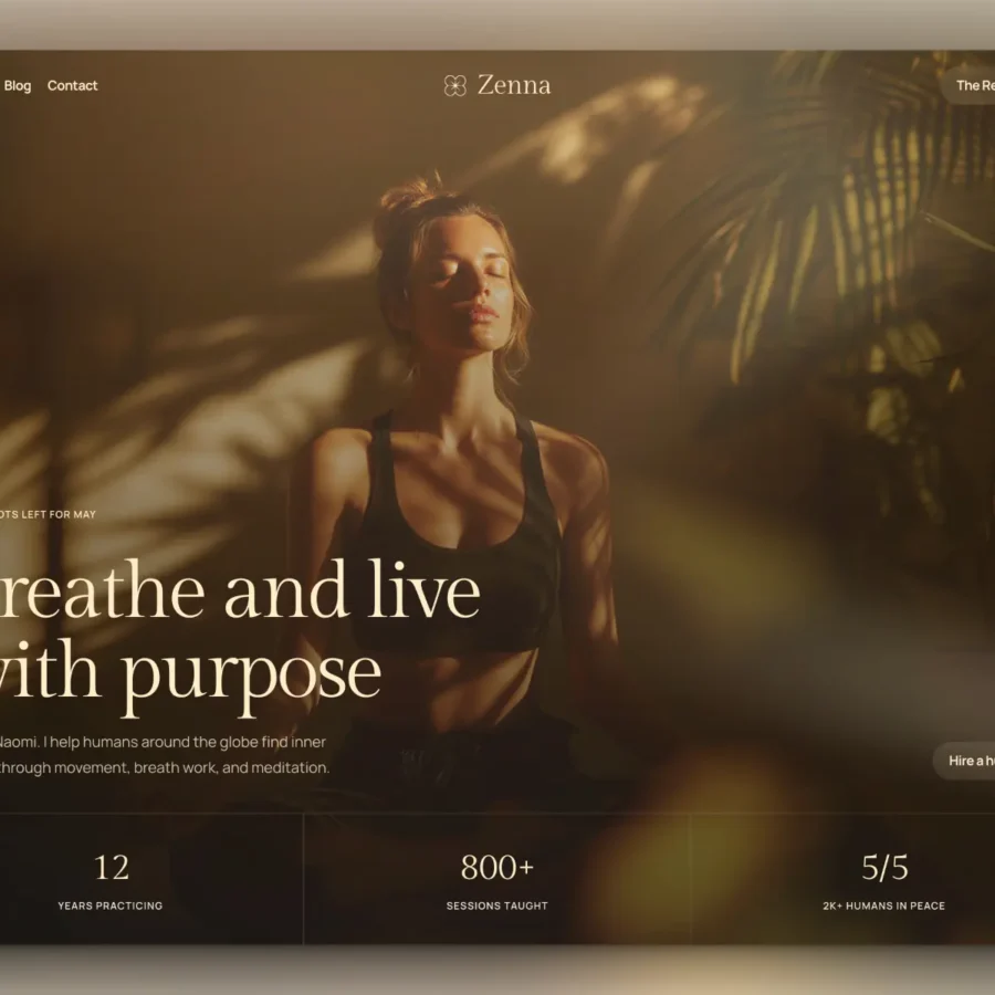 Zenna — Yoga Instructor & Studio — Ramish Aziz Framer Template