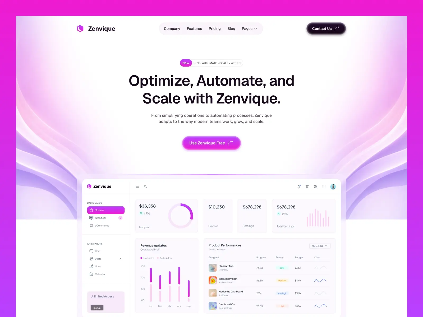 Zenvique — SaaS Website Framer Template