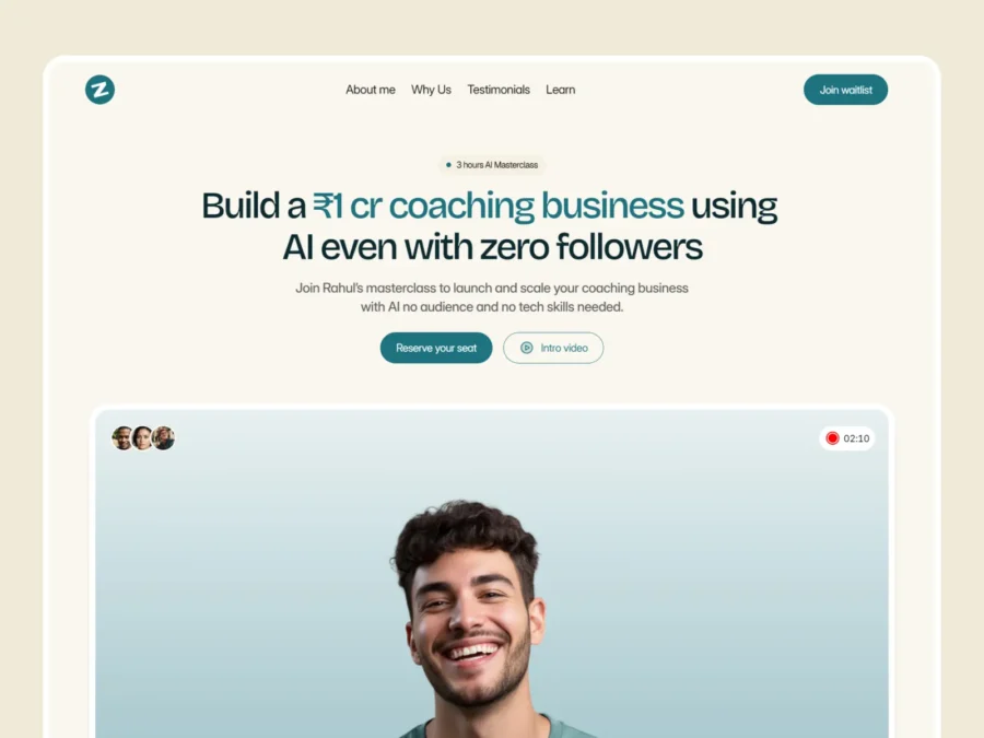 Zono — Massterclass Landing page Template — Muthu V Framer Template